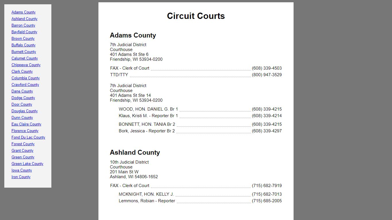 Circuit Courts - Wisconsin Court System